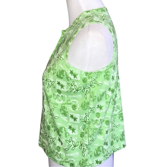 KENETH TOO! CASUALS GREEN MULTICOLOR FLORAL DESIGN STRETCH TOP SIZE PETITE LARGE - Picture 3 of 6